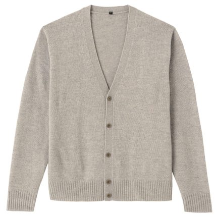 双11预售！无印良品MUJI 男式 羊毛羊驼毛可水洗V领开衫