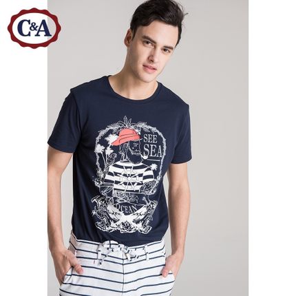 聚划算66大促！C＆A 人像印花纯棉T恤 CA200172888