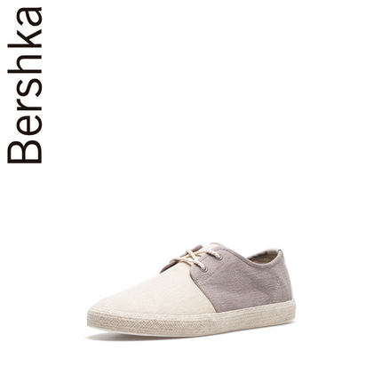 历史新低！Bershka 男款拼接亚麻板鞋 14150132