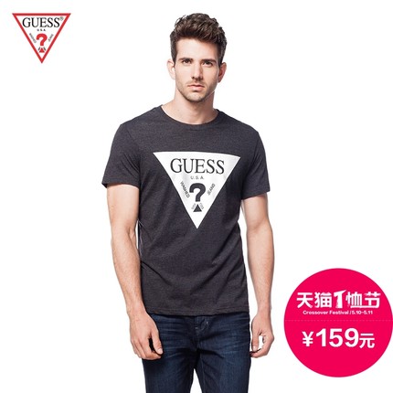 多色可选！GUESS 男士 圆领印花T恤 MG2K8434