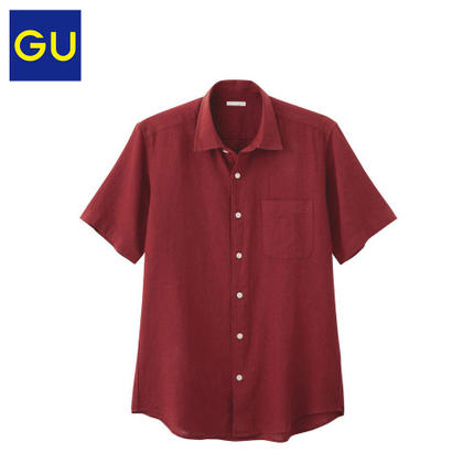 百搭款！GU极优男装麻混纺衬衫(短袖)272002