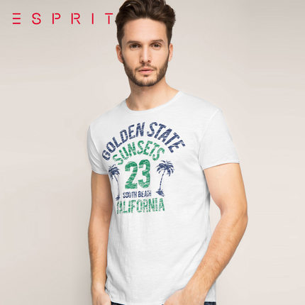 多色可选！ESPRIT EDC 男士 休闲款T恤-036CC2K013