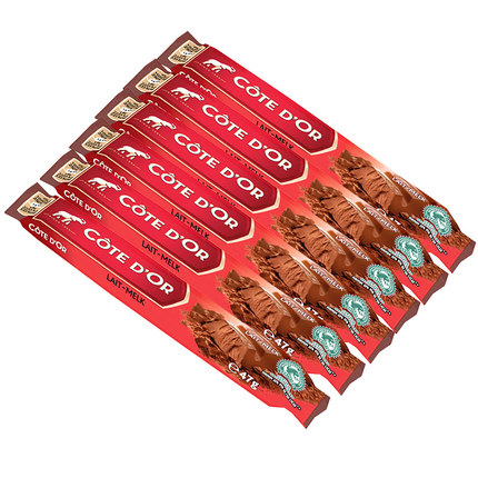 美味低价！比利时Cote D'or克特多金象牛奶巧克力条47g*6