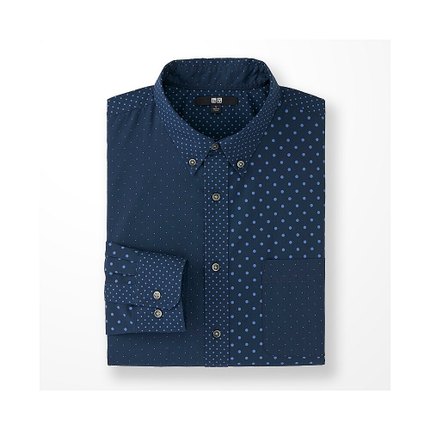新低！UNIQLO优衣库长绒棉府绸印花衬衫165364