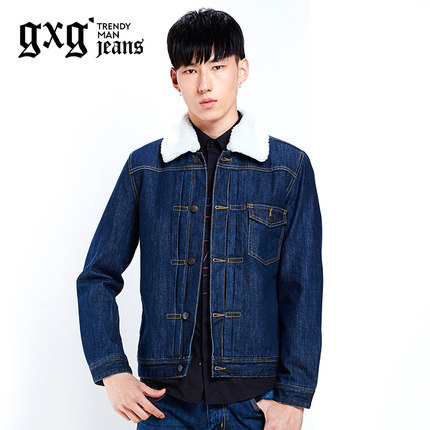 经典款！gxg 男士毛领牛仔夹克 54821003