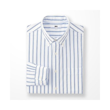 修身设计！UNIQLO优衣库优质长绒棉条纹衬衫169219
