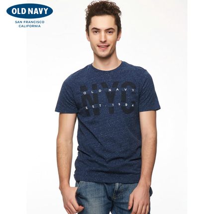 简约清新！OLD NAVY 经典徽标城市系列短袖716908-1