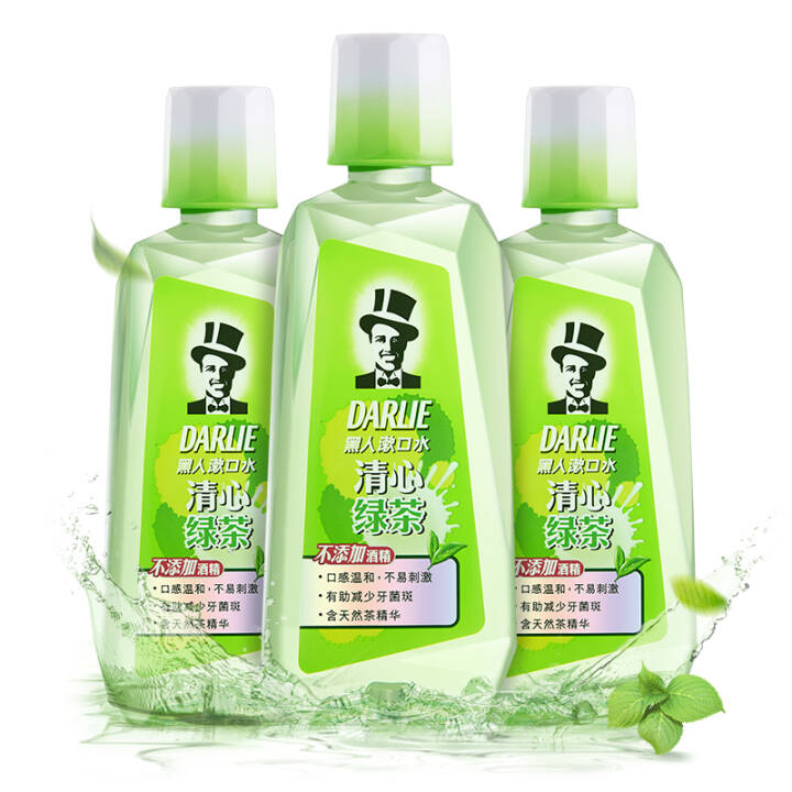 黑人 清心绿茶漱口水 500ml*3瓶*2件