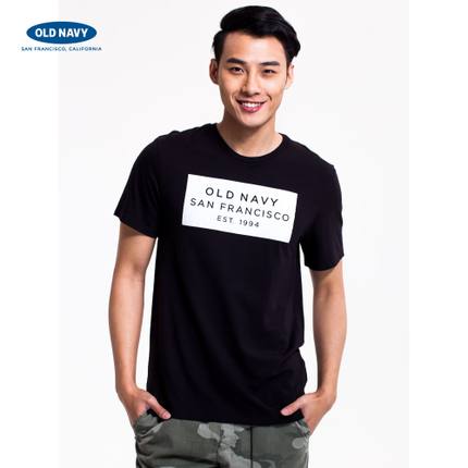 新低！OLD NAVY老海军舒适棉质简约字母印花短袖T恤136549-1