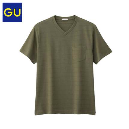 必备上装！GU极优男装带口袋V领T恤(短袖)279902