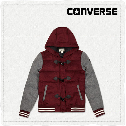 新低！CONVERSE 女款羊毛质感连帽羽绒服 12553C