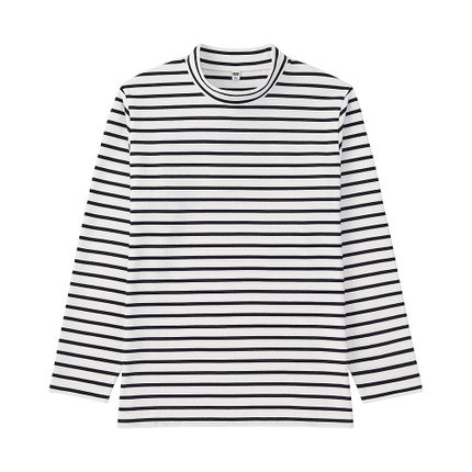新低！优衣库UNIQLO 男装 水洗高领条纹T恤(长袖) 180366