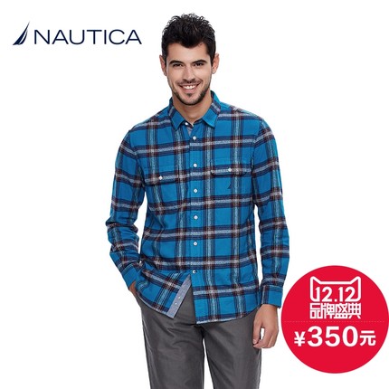 双12预告！NAUTICA诺帝卡法兰绒长袖衬衫W44130H