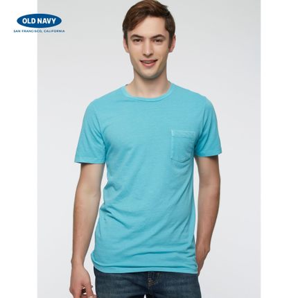 简约风！OLD NAVY老海军棉质单袋短袖T恤男圆领套头衫210076
