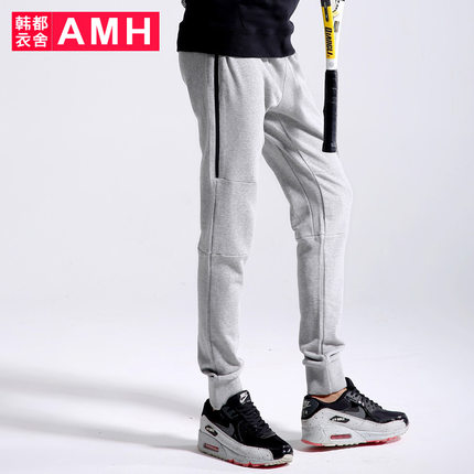 简约休闲！AMH新款时尚拉链运动青年男士休闲长裤GR4064