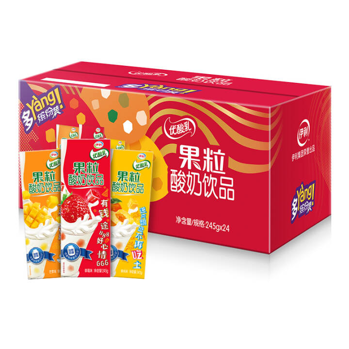 伊利 1*24*245g 优酸乳果粒酸奶缤纷装