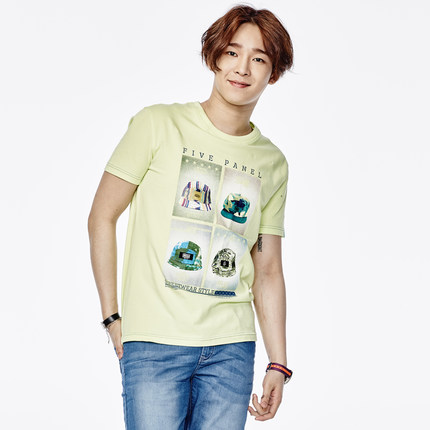 明星同款！真维斯男装 圆领印花修身短袖T恤