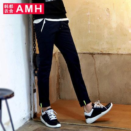 时尚修身！AMH新款微弹修身中筒男士休闲长裤OF5100