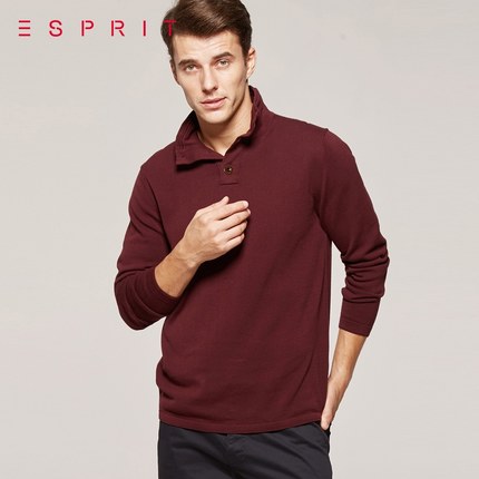 简约百搭！ESPRIT 男士长袖全棉针织衫-085EE2I021