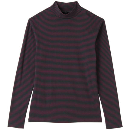 简约设计！无印良品MUJI男式Labo棉条纹高领长袖衫M4AB209