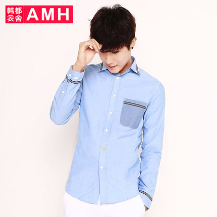 修身版型！AMH新款修身男士长袖衬衫NZ4374