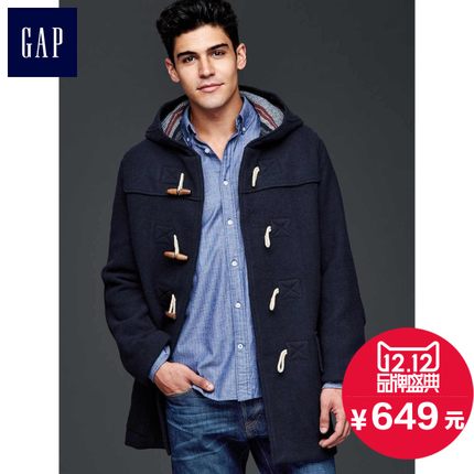 双12预售！Gap 学院风连帽保暖牛角扣大衣718127