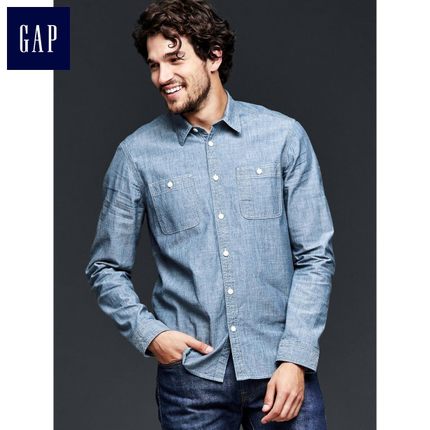 好价再来！Gap 长袖牛仔衬衫男士 型男休闲衬衣|男装516341