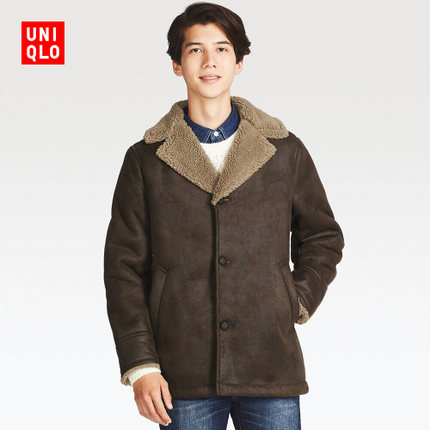 双11预售！优衣库UNIQLO 男装 仿皮翻领大衣 400519