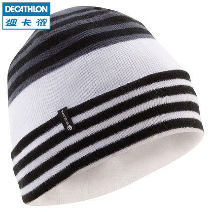经典条纹！迪卡侬INESIS成人冬季保暖毛线帽子