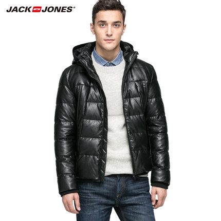 超值特惠！JackJones 连帽PU短款羽绒服外套 E215412016