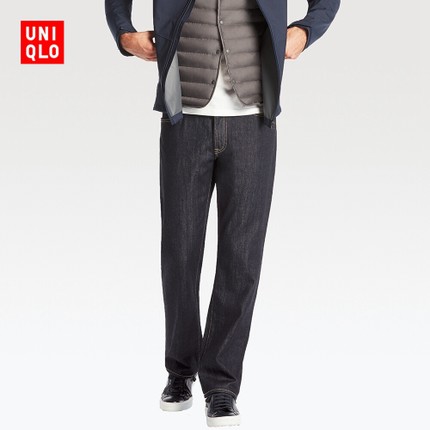 宽松舒适！优衣库UNIQLO经典直筒牛仔裤(水洗产品) 182656
