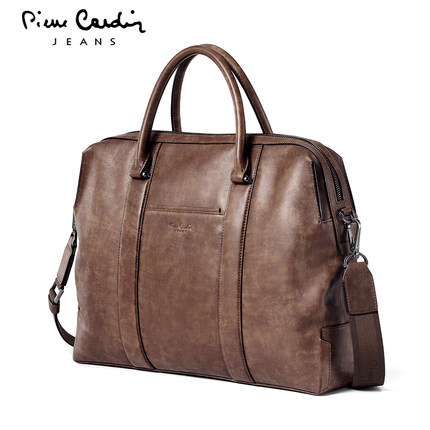 大牌特卖！皮尔卡丹真皮男士手提包