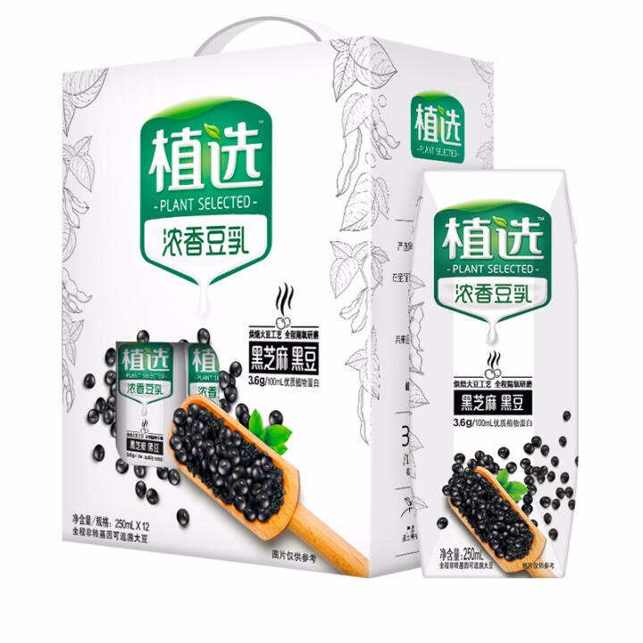 伊利植选浓香豆乳（黑芝麻黑豆味）250mL*12盒