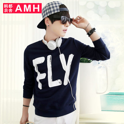 个性印花！AMH罗纹收口印花男套头运动卫衣QO5081