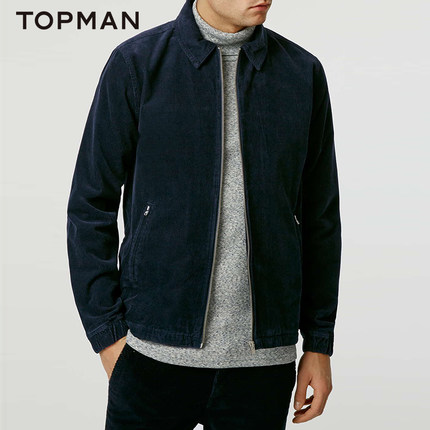 时尚百搭！TOPMAN 男士灯芯绒夹克外套深蓝色|64C13MNAV