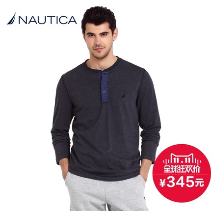 双11预告！NAUTICA诺帝卡亨利领长袖T恤K53947