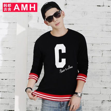 时尚休闲！AMH男士圆领纯棉套头卫衣OT5119
