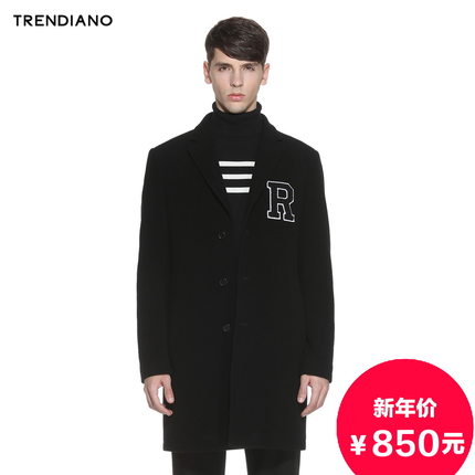 秋冬减价！TRENDIANO 中长款羊毛呢大衣315434289P