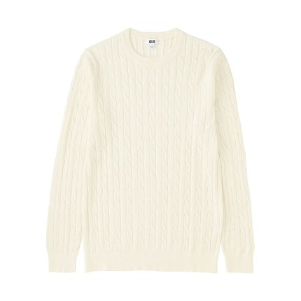 特码好价！UNIQLO优衣库棉混纺纽花圆领针织衫150230