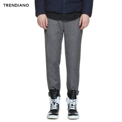 近期好价！TRENDIANO 羊毛呢料纯色休闲长裤3144061890