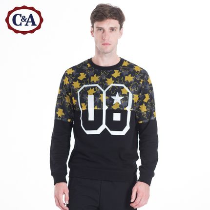 时尚潮流！C＆A 男式LOGO星星印花卫衣CA200162471