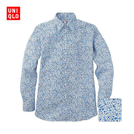 新低！男装 LLPJ高级麻印花衬衫 177022 优衣库UNIQLO