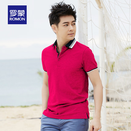 近期好价！罗蒙男士提花商务休闲夏季款男装t恤