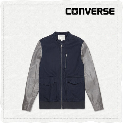 层次感！CONVERSE匡威男款涂层拼接袖拉链夹克08690C