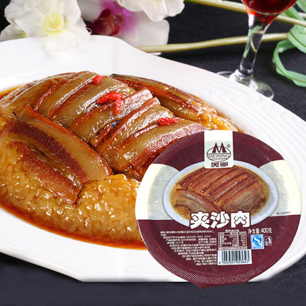 肥而不腻：美宁碗装夹沙肉400g*3