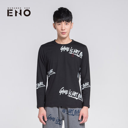 潮服好价！BURANDO ENO男式潮趣字母印花长袖T恤G5FW41103