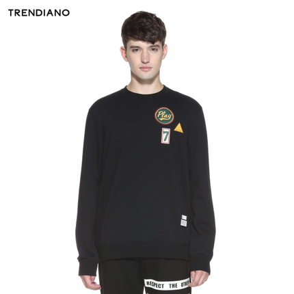 简约时尚！TRENDIANO 棉质徽章套头卫衣3154041270