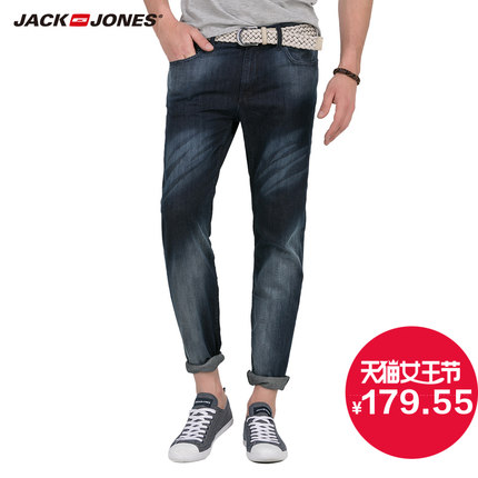 好价再来！杰克琼斯春纯棉修身直筒牛仔长裤O|215232010
