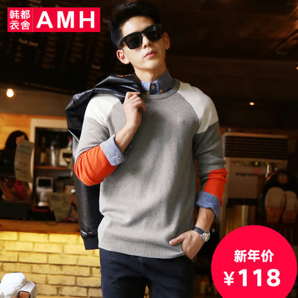 全网好价！AMH撞色长袖针织衫QZ3521