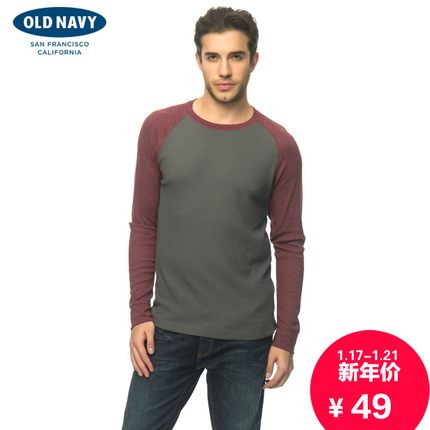 休闲运动！OLD NAVY老海军圆领长袖针织上衣712336